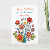 紙クイルの花 | おばあちゃんの誕生日 カード (正面)