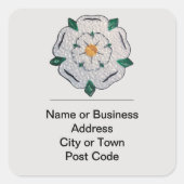 紙クイルヨークシャーホワイトローズ4行アドレス スクエアシール (正面)