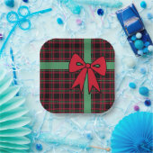 紙クラシックプレイドクリスマスボウプレート ペーパープレート (パーティー)