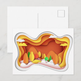 紙クラフトオータム紅葉 ポストカード