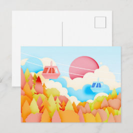 紙クラフト秋ケーブルカー ポストカード