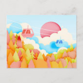 紙クラフト秋ケーブルカー ポストカード (正面)