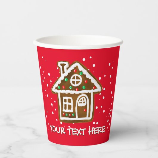 紙クリスマスカップとかわいいジンジャーブレッドハウス 紙コップ (正面)