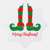 紙クリスマスフォトオーナメントすてきと小妖精や小人足 オーナメントカード (正面)