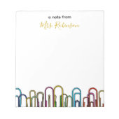 紙クリップカスタマイズ可能な先生評価 ノートパッド (正面)