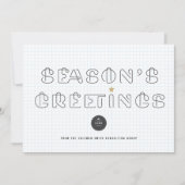 紙クリップシーズンのグリーティングブルーグリッドビジネス シーズンカード (正面)