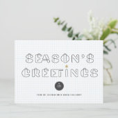 紙クリップシーズンのグリーティングブルーグリッドビジネス シーズンカード (スタンド正面)