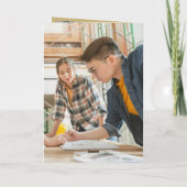 紙クリップシーズンのグリーティングブルーグリッドビジネス シーズンカード (裏面)