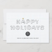 紙クリップハッピーホリデイズブルーグリッドビジネスホール シーズンカード (正面)