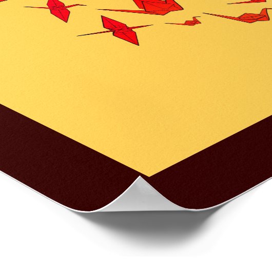 紙クレーンが昇る太陽の中に形成される。 ポスター (角)