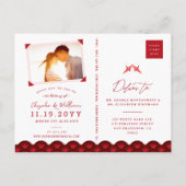 紙クレーンのホタテのパターン結婚式の日付を保存 案内ポストカード (裏面)