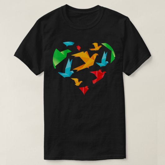 紙クレーンハート紙折り日本の曲げアーティストO Tシャツ (デザイン正面)