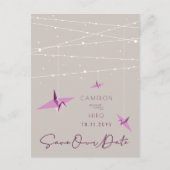 紙クレーン妖精のライトウェディングデートを保存 案内ポストカード (正面)