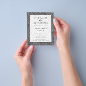 紙グリッターシルバーホワイト婚約パーティインビット チラシ (手)