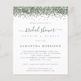 紙グリーングリッターブライダルシャワー招待 チラシ