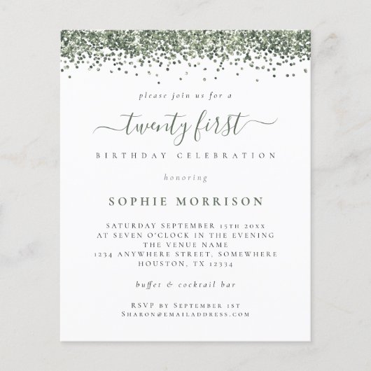紙グリーングリッター21パーティー招待状 チラシ (正面)