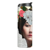 紙コラージュスタイルアート |レディーと花 タンブラー (回転左)