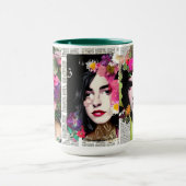 紙コラージュスタイルアート |ヴィンテージレディース マグカップ (中央)