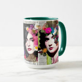 紙コラージュスタイルアート |ヴィンテージレディース マグカップ (正面右)
