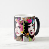 紙コラージュスタイルアート |ヴィンテージレディース モーフィングマグカップ (正面右)