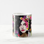 紙コラージュスタイルアート |ヴィンテージレディース モーフィングマグカップ (中央)