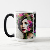 紙コラージュスタイルアート |ヴィンテージレディース モーフィングマグカップ (左)