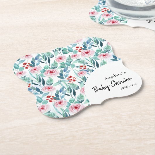 紙コースターかわいいデザインとベビーシャワー。 ペーパーコースター (アングル)