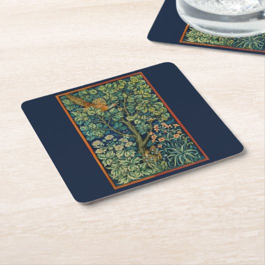 紙コースターとウィリアムモリスフェザントデザイン スクエアペーパーコースター (アングル)