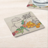 紙コースターとオレンジ スクエアペーパーコースター (アングル)