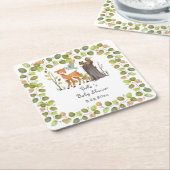 紙コースターウッドランド動物のベビーシャワー スクエアペーパーコースター (アングル)