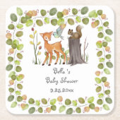 紙コースターウッドランド動物のベビーシャワー スクエアペーパーコースター (正面)