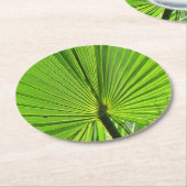 紙コースターグリーンパームリーフ ラウンドペーパーコースター (アングル)