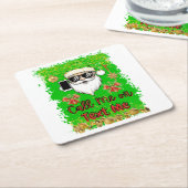 紙コースタースクエアおもしろいサンタコールミー文字ミー スクエアペーパーコースター (アングル)