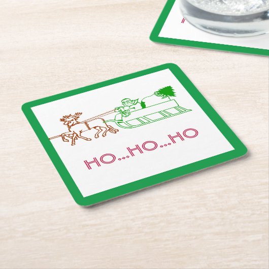 紙コースターズサンタンドトナカイ スクエアペーパーコースター (アングル)