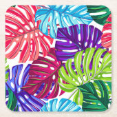 紙コースターズトロピカルパームズプリント スクエアペーパーコースター (正面)