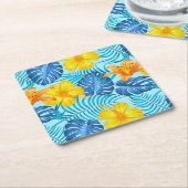 紙コースターズトロピカルパームズプリント スクエアペーパーコースター (アングル)