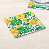 紙コースターズトロピカルパームズプリント スクエアペーパーコースター (アングル)