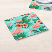 紙コースターズフラミンゴトロピカルパームズ スクエアペーパーコースター (アングル)