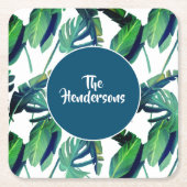 紙コースターセット名前をカスタムする スクエアペーパーコースター (正面)