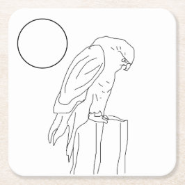 紙コースターセット – 《鳥》ハヤブサからカラー スクエアペーパーコースター