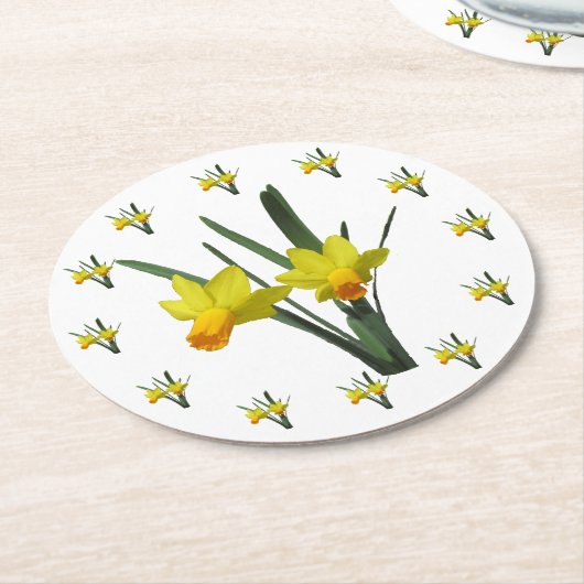 紙コースターダフォディルフラワーズ ラウンドペーパーコースター (アングル)