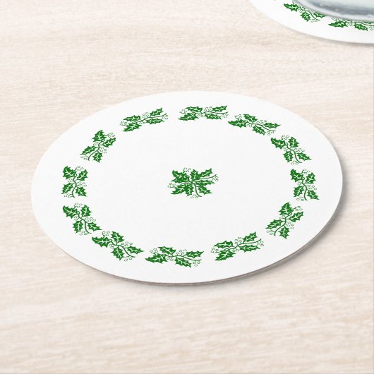 紙コースターホリーリース ラウンドペーパーコースター (アングル)