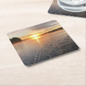 紙コースターレイクオコニーサンライズフォトデザイン スクエアペーパーコースター (アングル)