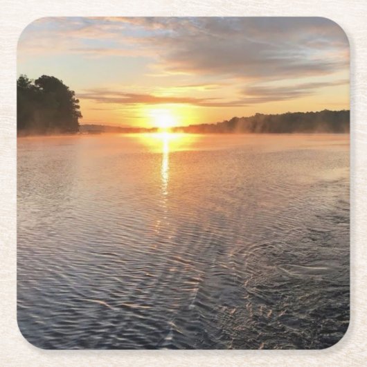 紙コースターレイクオコニーサンライズフォトデザイン スクエアペーパーコースター (正面)