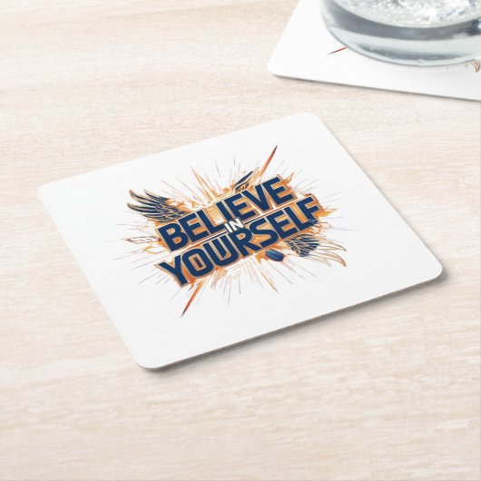 紙コースター信じ- in yourself スクエアペーパーコースター (アングル)