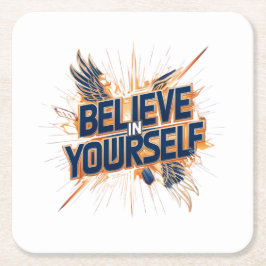 紙コースター信じ- in yourself スクエアペーパーコースター