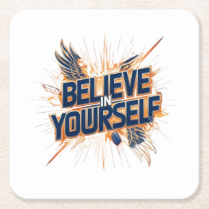 紙コースター信じ- in yourself スクエアペーパーコースター