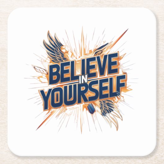 紙コースター信じ- in yourself スクエアペーパーコースター (正面)