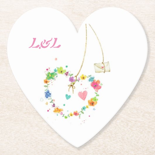 紙コースター形状ハート ペーパーコースター (正面)