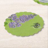 紙コースター薄紫と（昆虫）マルハナバチ ペーパーコースター (アングル)